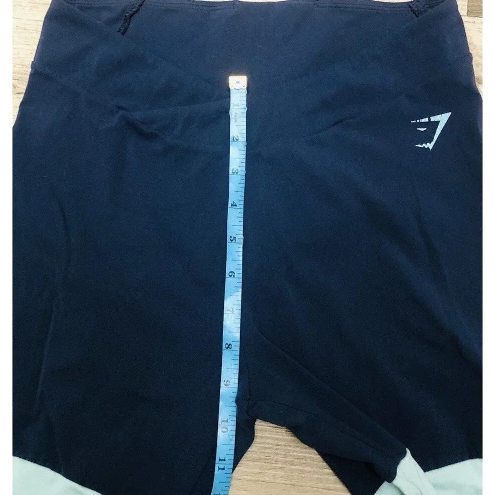 Gymshark Leggings Women's‎ M Navy Blue Mint Colorblock Cross Over Waist *stains